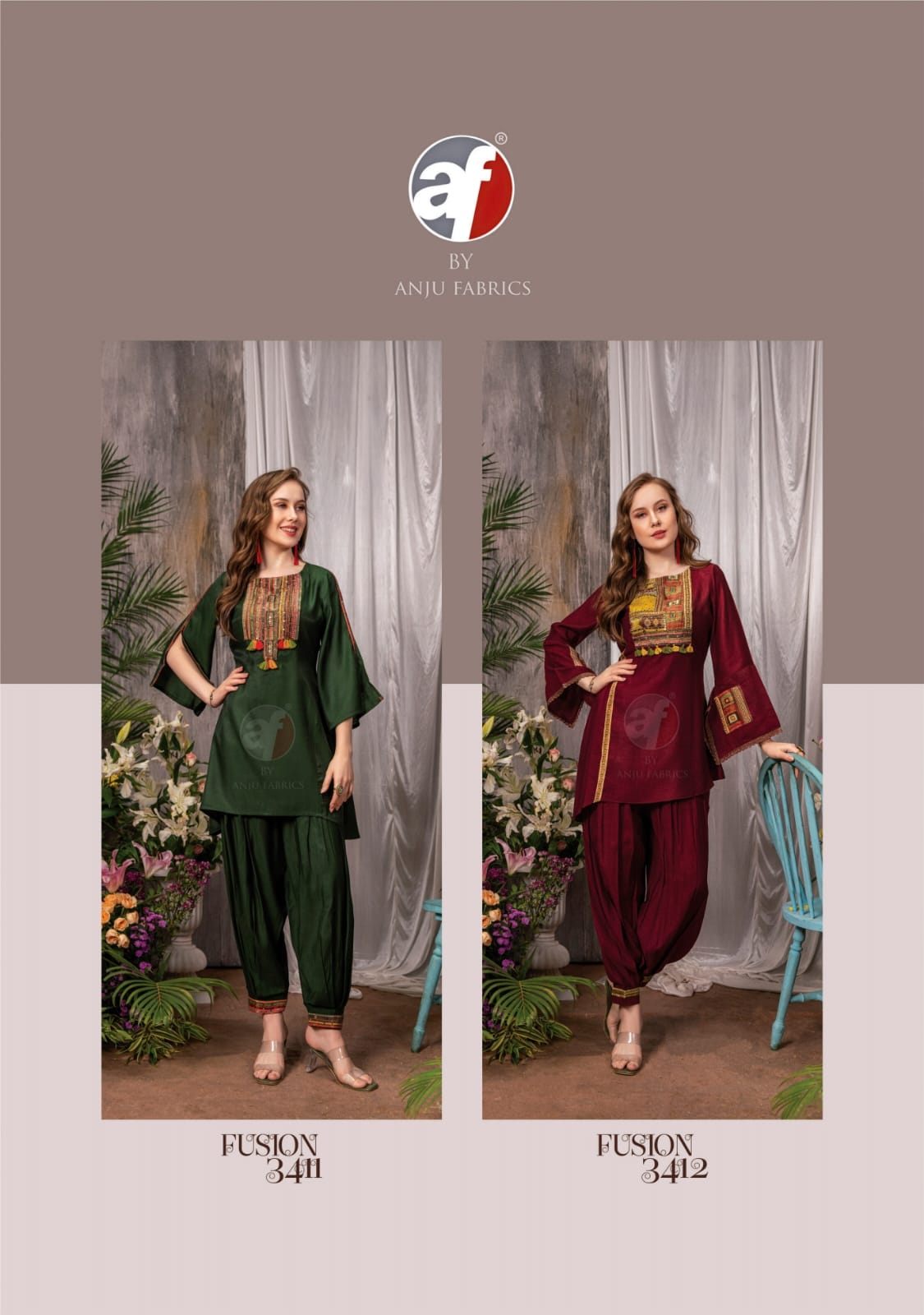 Fusion Vol 3 Afghani Style Kurti With Bottom Catalog